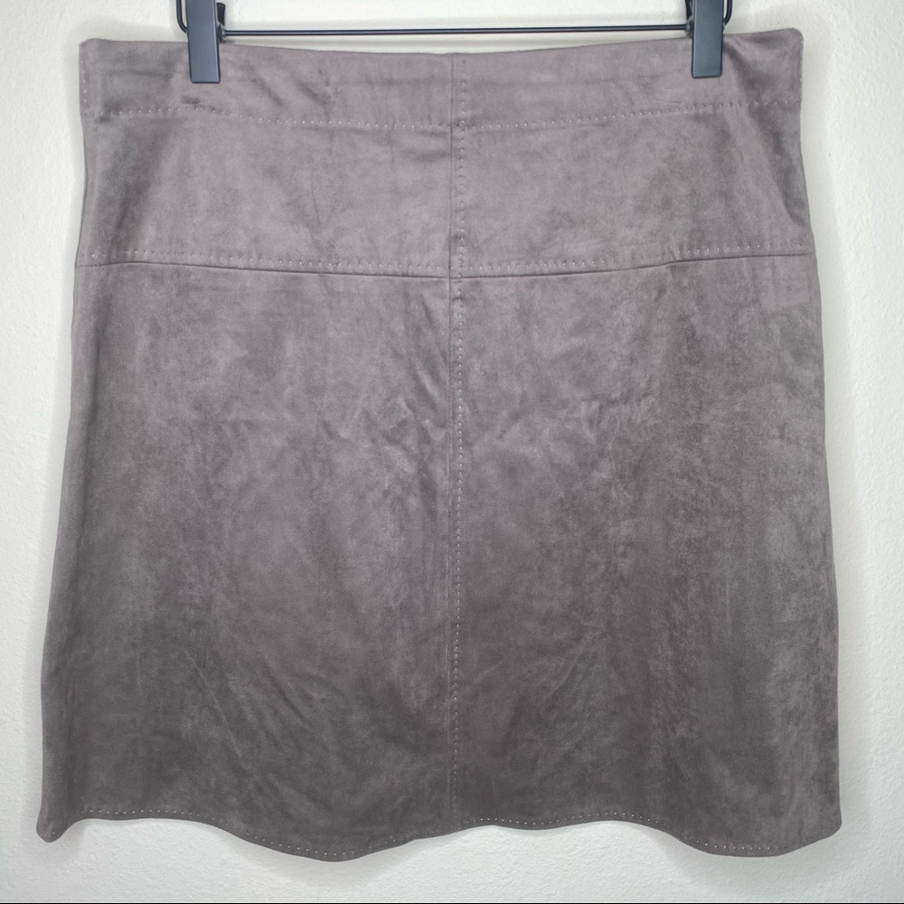 StudioM Faux Suede Knee Length Skirt Comfort Waist